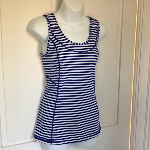 Lululemon Tank Top Purple & White Stripe Scoop Neck Sleeveless Size 4 - Picture 1 of 6